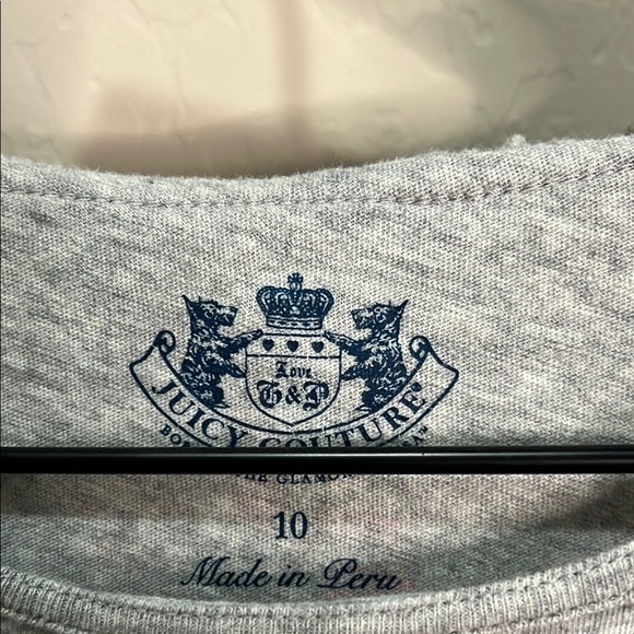 Vintage Juicy Couture Shirt Top Gray Tee Pink Bow Cap Blouse Girls Ruffle Y2K - Picture 3 of 12